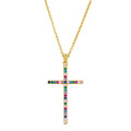 Collier de croix Shangjie OEM avec zircons colorés Collier de tennis arc-en-ciel Collier crucifix